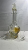 Vintage 4 Chamber Glass Liquor Decanter French w/