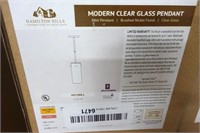 Hamilton Hills Modern Clear Glass Pendant