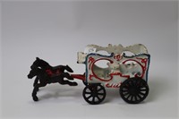 REPRODUCTION CAST IRON HORSE AND WAGON 8"