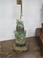 Jade lamp w/ brass/soapstone base