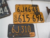 3 NY auto license plates 2 - 1948/49 1 -1961