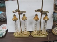 2 double pillar Waterford lamps / Cresent Brass co