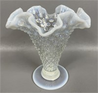 Fenton Opalescent White Blue Vase