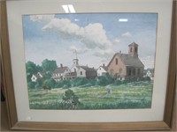 Watercolor "Little brown church" Maurice Day 1945