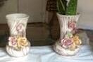 Vtg Pair Of Italian Capodimonte  Porcelain Vases