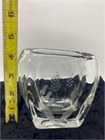 Vintage Crystal Vase Art deco Flower etched