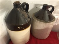 (2) 2-Tone Stoneware Jug Crocks