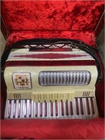 Vintage Accordion Noble In Case& 11 Sheet Music