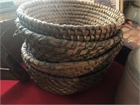 4 Rye Straw Woven Baskets