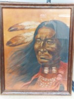 Framed Native American Pastel/Chalk Drawing