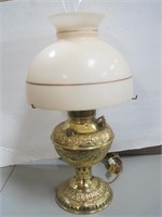 Miller brass lamp w/glass shade-electrified
