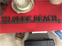 Contemporary Cast Metal Beach Sign