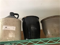 Jug Crock and 2 Storage Crocks