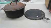 Griswold dutch oven #10 and Griswold griddle #10