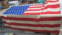 48 star silk flag w/ water stains and rips.+plate