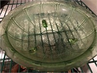 Green Depression Footed Bowl