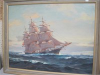 Sailing ship painting by Frank Vining Smith