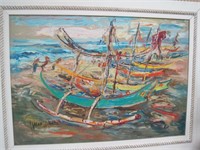 Haitian Art-boats-signed Hasan Djaafar