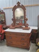 marble top dresser-acorn pulls-mirror-glove boxes