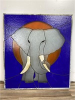 30.5" x 33.75" Stained Glass Elephant Panel