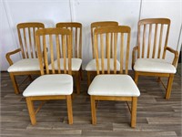 6 Light Wood Upholstered Dining Chairs