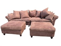 Large 2pc Sofa w/ Ottomans