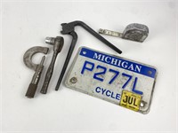 Vintage Tools and Motorcycle Plate