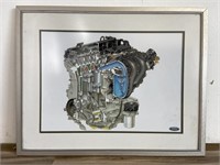 Ford Engine Graphic Framed Litho