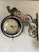 Dual Sided Rooster Wall Clock Farmhouse