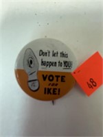Ike (Eisenhower) Campaign Button. 1.5in Dia.