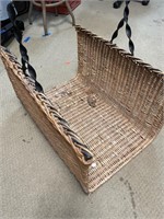 Large Basket Wrought Iron Handle Wood or