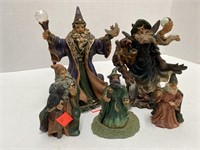Lot of 5 Wizard Figures   2 Approx 8in Tall