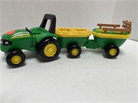John Deere Toy Tractor W/ Wagons Plays Sounds