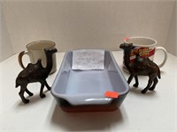 Misc Lot  2 Metal Camels Banks , 2 Coffee Cups &