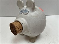 6in high PIG Piggy Bank Ceramic Cork nose