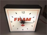 FRAM 14.25"x 14.25" Light-Up Metal Base Wall Clock