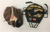 Rawlings Back Catcher Mask & Ball Glove