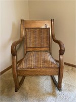 Wood Rocking Chair with Upholstered Seat