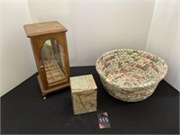 Jewelry Box, Marble Trinket Box & Cloth Basket