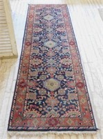 Hand Knotted Wool Rug Runner.