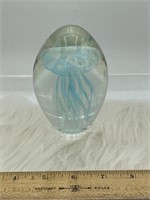 Glass jelly fish paper weight