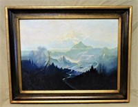 Mountain Landscape Oil on Canvas Mounted Board.
