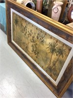 Large palm tree picture with gold frame