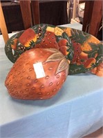 Giant strawberry with two wooden platters