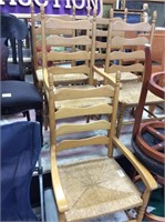 Five ladderback Rush chairs
