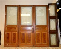Beautifully Etched Wavy Glass Doors and Transom.