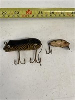 2 Old Wooden Lures Heddon and Mouse