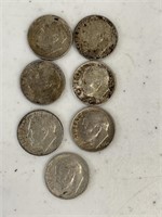 Seven Silver Roosevelt Dimes