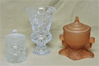 Glass Vase and Lidded Glass Jars.