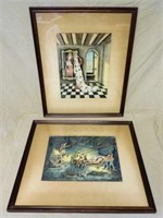 Snow White Fairy Tale Watercolors, Signed Hórner.